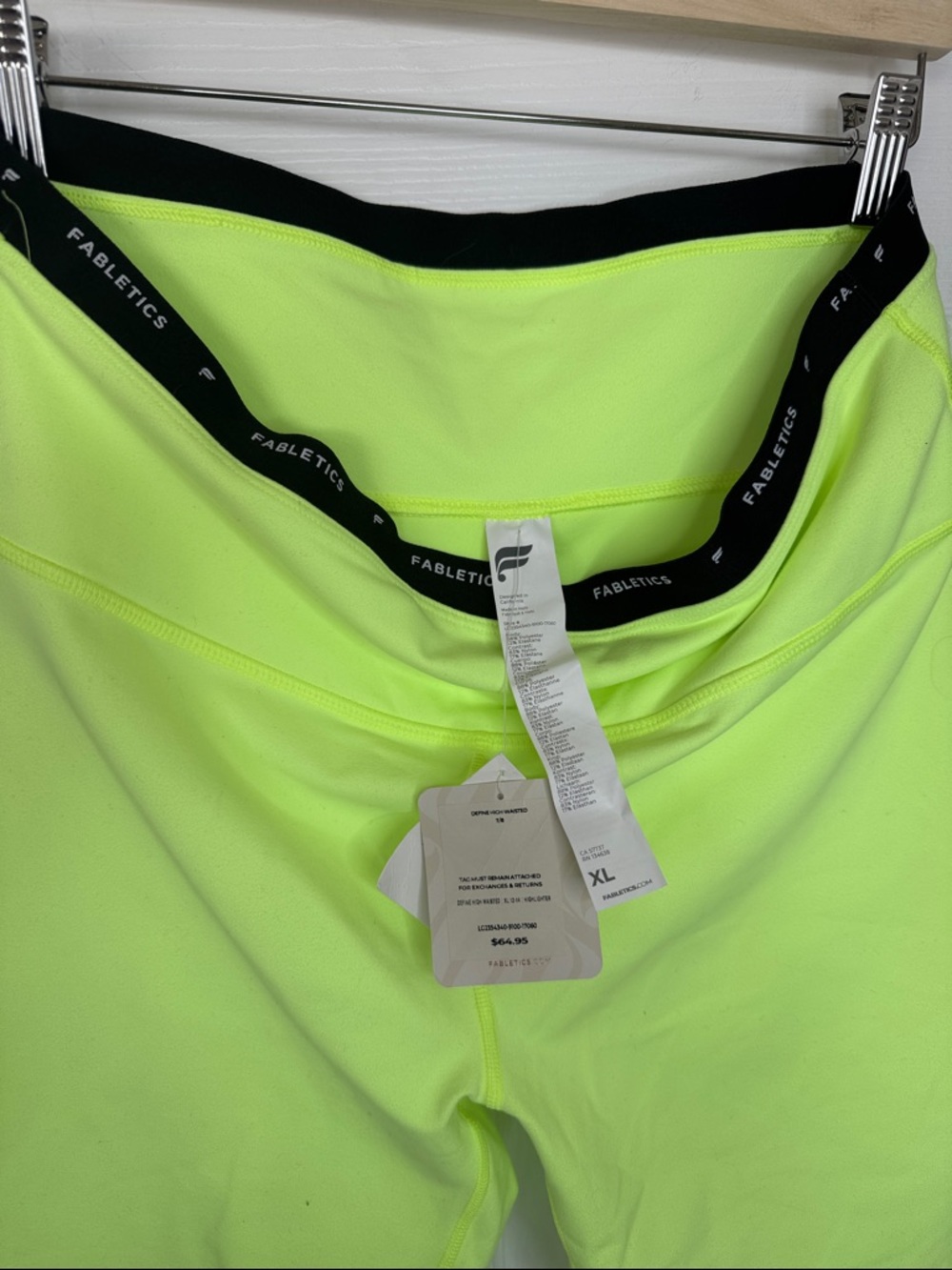 Fabletics Neon Yellow Define High-Waisted Athletic Leggings. NWT Sz XL 12-14 - Picture 4 of 7